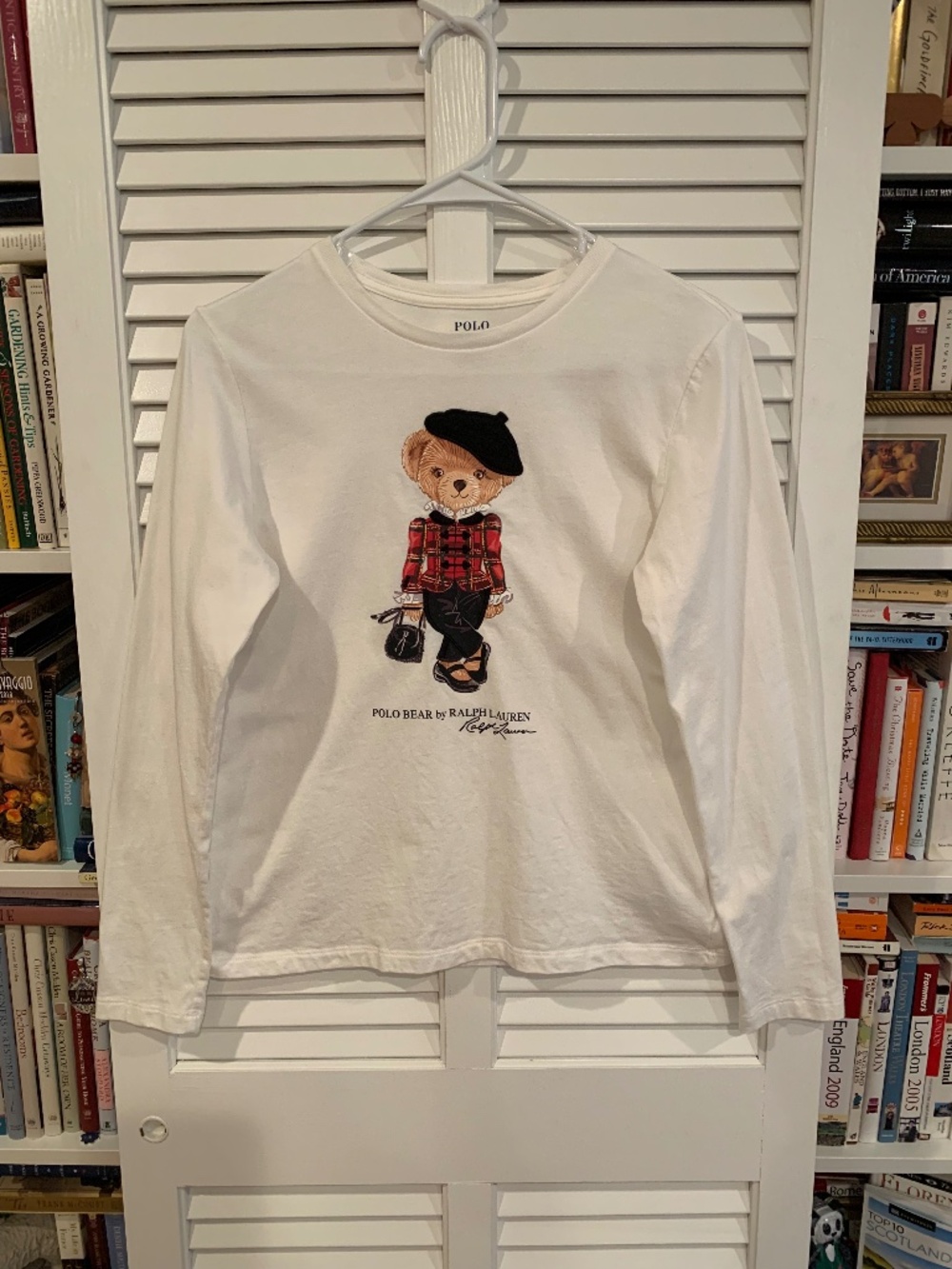 Polo Ralph Lauren Girl's Off White Long Sleeve Polo Bear T-shirt Size XL/16